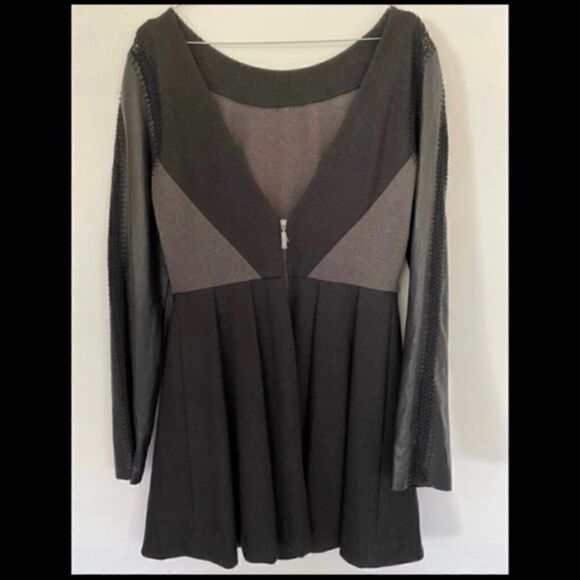 STELLA & JAMIE RIO LEATHER MIX MEDIA STITCH DRESS - Picture 3 of 6